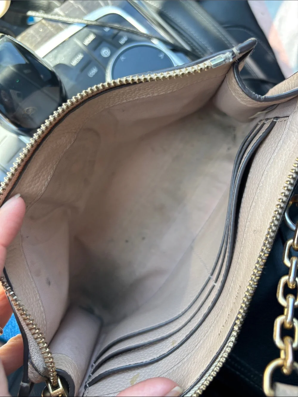 Tory Burch Beige Leather Crossbody Bag with Gold Logo